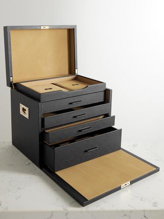 Smythson Portagioie In Pelle Testurizzata Panama Deluxe - Nero