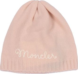 Moncler Beanies, unisex, Pink, Size: 2XS Embroidered Logo Wool and Cashmere Beanie