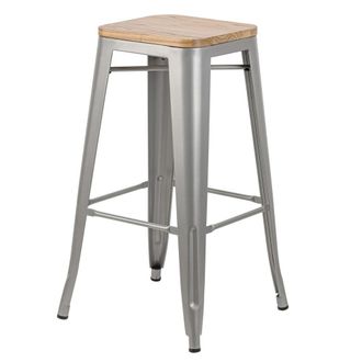 Nordlys Tabouret de bar en m&eacute;tal et fr&ecirc;ne naturel