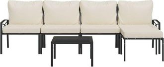 vidaXL Juego De Muebles De Jard&iacute;n 6 Piezas Acero Y Cojines Color Arena Vidaxl