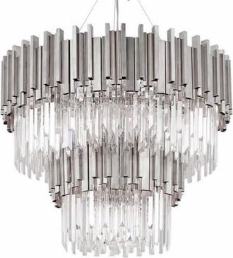 OEM L&aacute;mpara De Ara&ntilde;a De Cristal Con Forma De &Oacute;rgano De Tubos, Cromada - L&aacute;mpara De Ara&ntilde;a De Cristal De 2 Filas, 80 Cm, Cromada