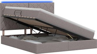 vidaXL Cama De Almacenamiento Led Con Colch&oacute;n Topo 140 X 200 Cm Tela Vidaxl