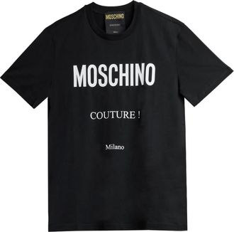 Moschino T-Shirts, male, Black, Size: 2XL Label T-Shirt