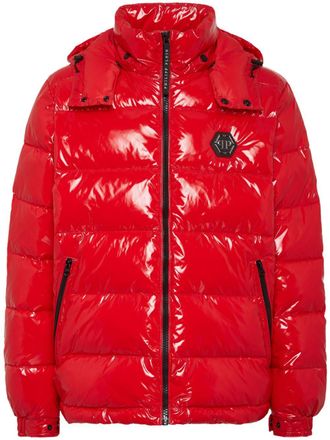 Philipp Plein Piumino con placca logo Hexagon - Rosso