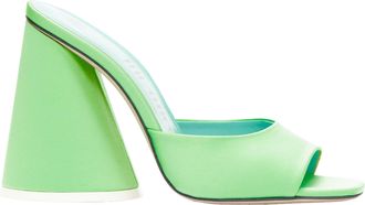 The Attico Luz mint satin sculptural cone heel open toe mule