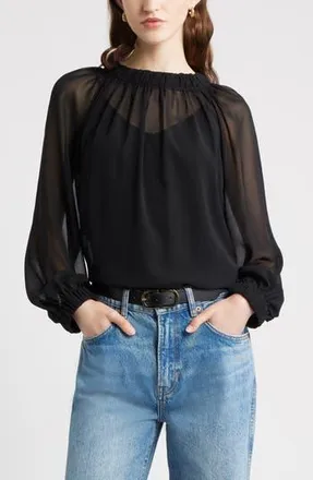 Nordstrom Flowy Chiffon Top in Black at Nordstrom Rack, Size Xx-Small