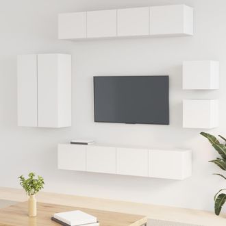 vidaXL Vidaxl - Set De Muebles Para Tv 8 Piezas Madera Contrachapada Blanco