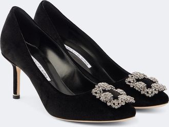Manolo Blahnik Hangisi 70 embellished velvet pumps