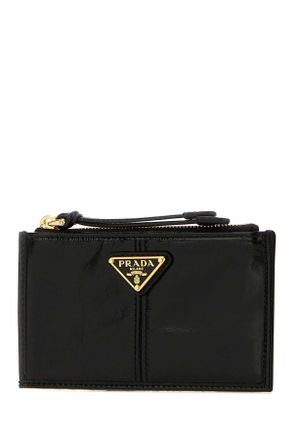 Prada Womens Black Leather Card Holder Nero Portafogli Wallet