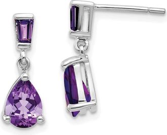 Diamond2Deal 14k White Gold Amethyst Dangle Earrings