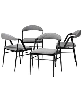 Baxton Studio Orrin Modern Industrial Fabric & Metal 4Pc Dining Chair Set