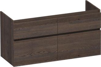 Marcel Breuer Delight wastafelonderkast - 120x46x60cm - 4 softclose lades - greeploos - 2 sifon uitsparingen - massief eiken - lamellen eiken zwart