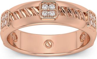 Pompeii3 Mens 8 Gram Solid 14k Gold 1/4ct TW Diamond Ring 6mm Wedding Band