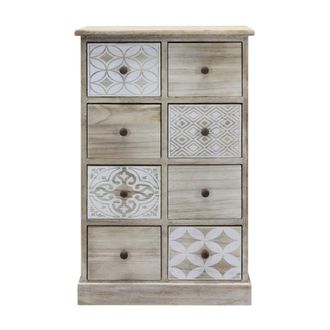 Mobili Rebecca Mobili Rebecca - Rebecca Mobili C&oacute;moda 8 Cajones Madera Beige Blanco Entrada 80,5x53,5x25