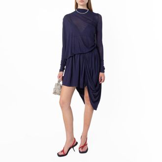 Ferragamo Asymmetric Drape Jersey Dress, Brand Size 38 ( US Size 4 )
