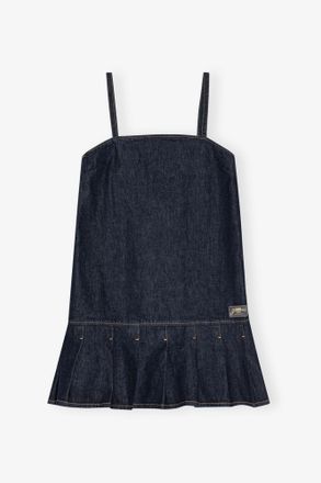 Ganni Navy Denim Strap Mini Dress - Size 10/12 Organic Cotton