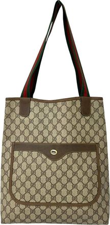 Gucci Brown Leather Pvc Shoulder Bag Tote Bag (Pre-Owned)