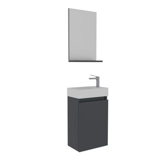 Habitat et Jardin Set Mobile Lavabo Con Specchio (2 Pezzi) conza 45 - 45 X 26 X 75 Cm - Antracite Opaco