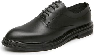 Generic Dress Oxford for Men Lace Up Round Toe Shoes Anti-Slip Slip Resistant Low Top Wedding(7.5 UK) Black