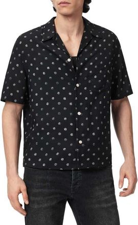 AllSaints Upton Short Sleeve Button-Up Shirt in Jet Black at Nordstrom, Size Xx-Large