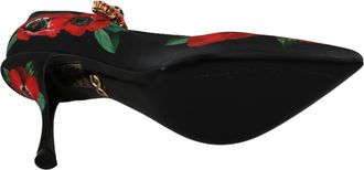 Dolce & Gabbana Womens Black Red Floral Mary Janes Pumps Shoes Spandex