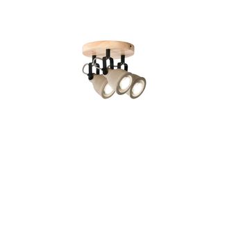 Luce-Ambiente-Design Kisa Ceiling Light With Wooden Base and Three Natural Cement Diffusers