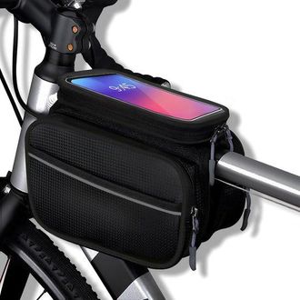 No Brand Bolsa Para Cuadro De Bicicleta Con Alforjas Dobles, Amplio Compartimento En El Tubo Superior, Pantalla T&aacute;ctil De Tpu Para Tel&eacute;fonos De 2,44 Pulgadas, 