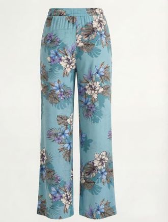 Lords of Harlech Exotic Floral Womens Wide-Leg Pant in Exotic Floral Teal at Nordstrom, Size X-Large 31