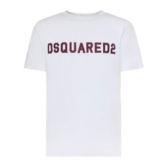 Dsquared2 T-Shirts, male, White, Size: 2XL Crew Neck T-Shirt