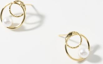 Simons Womens Pearl interlaced Hoop Earrings