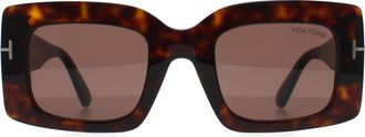 Tom Ford Brigitta FT1188 52E glanzend donker havana lichtbruin zonnebril