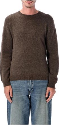 Roberto Collina Crewneck Sweater - Heren - Ronde hals truien - Bruin - 2XL - Wol - Truien & Vesten
