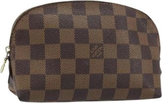 Louis Vuitton Pre-owned Clutches, female, Brown, Size: ONE SIZE Pre-owned Damier Ebene Canvas Pouch