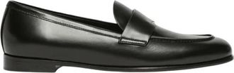 Max Mara Zwarte Semi-Glanzende Leren Mocassins - Dames - Loafers - Zwart - 39 EU - Leer - Schoenen