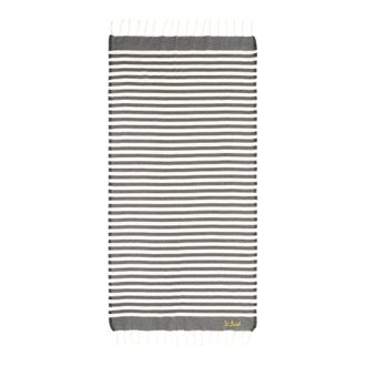 MC2 Saint Barth Home, Heren, Zwart, ONE Size, Katoen, Gestreept Multicolor Strandlaken met Franjes