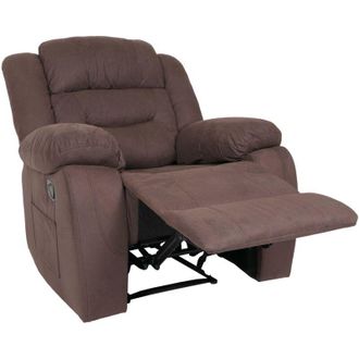 Hhg Non utilizzato] Poltrona relax reclinabile xxl tv HHG 021 molle nosag tessuto elefante 103x95x88cm marrone