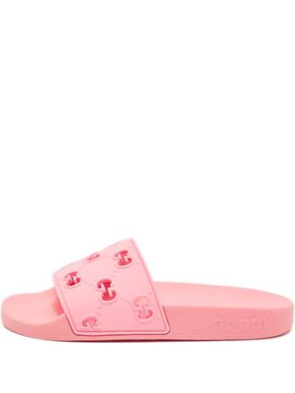 Gucci GG-motif slides - women - Rubber/Rubber/Rubber - 34 - Pink