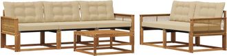 vidaXL Conjunto De Sof&aacute;s De Exterior 6 Uds. Natural Y Beige Vidaxl