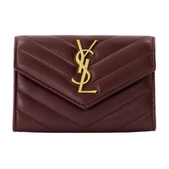 Saint Laurent Tassen, Dames, Rood, ONE Size, Bordeaux Leren Portemonnee Cassandre Model