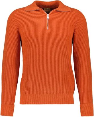 Mos Mosh MMGPorter Soft Quarter-Zip Knit - Heren - Coltruien - Oranje - L - Katoen - Truien & Vesten