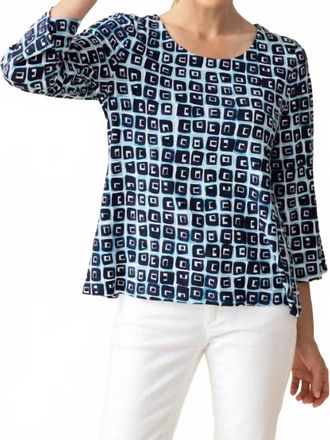 Habitat Core Travel Cubism Pleated Sleeve Tee Top In Navy