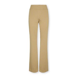 Elena Miro Stretch jacquard broek - Dames - Wijde Broeken - Beige - L - Leer - Broeken