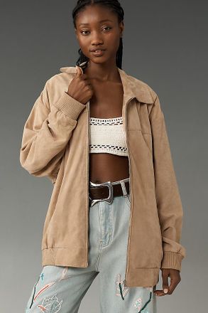 LaMarque Caden Oversized Suede Bomber Jacket
