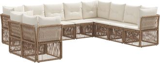 vidaXL Conjunto De Sof&aacute;s De Jard&iacute;n 10 Uds. Beige Rat&aacute;n Sint&eacute;tico Vidaxl