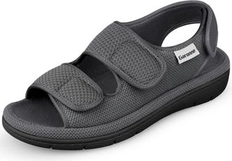 Garonne Womens Slippers Adjustable Open Toe with Ankle & Instep Straps and Arch Support Summer Slippers for Women Indoor Outdoor, Grey Dark, 4.5 UK