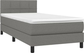 vidaXL Cama Box Spring Con Colch&oacute;n Tela Gris Oscuro 80x200 Cm Vidaxl