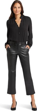 NYDJ Ankle Pants Womens Black Faux Leather Straight Leg Business FROG627