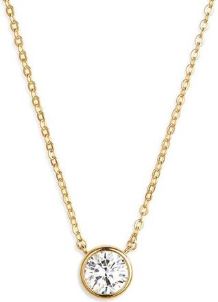 Nordstrom Solitaire Bezel Pendant Necklace in Clear- Gold at Nordstrom