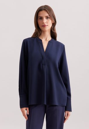 Seidensticker Klassische Bluse SEIDENSTICKER Schwarze Rose, Damen, Gr. 3XL (46), blau (dunkelblau), 100% Polyester, unifarben, regular fit, ohne Ausschnitt, Blusen 