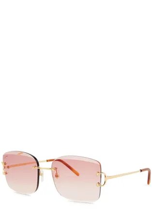 Cartier Cartier Signature C De Cartier Rimless Square-frame Sunglasses - Gold